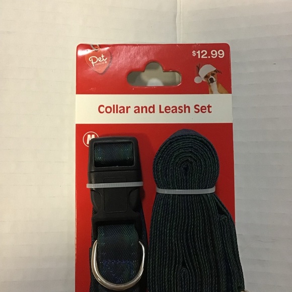 Pet Central Dog Medium 14 to 20” Green & Blue Plaid Collar & Leash Set Christmas - Picture 2 of 4